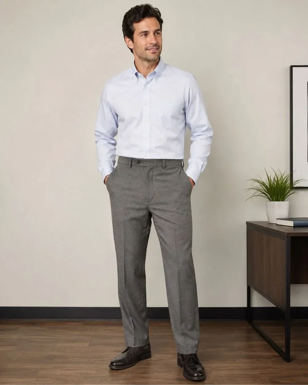 Slates by Dockers Men’s 34x32 Gray Wool Blend Dress Pants Relaxed Fit NEW #1700